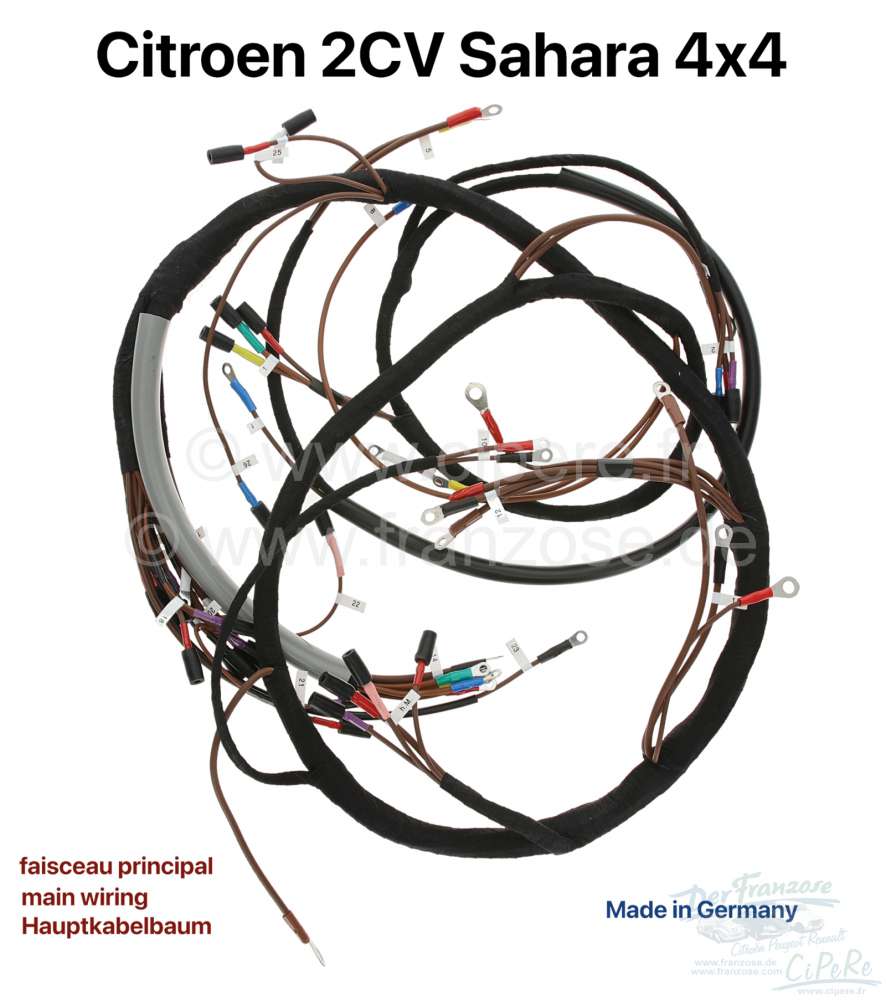 Citroen-2CV - Main wiring harness for Citroen 2CV Sahara 4x4. Made in Germany.