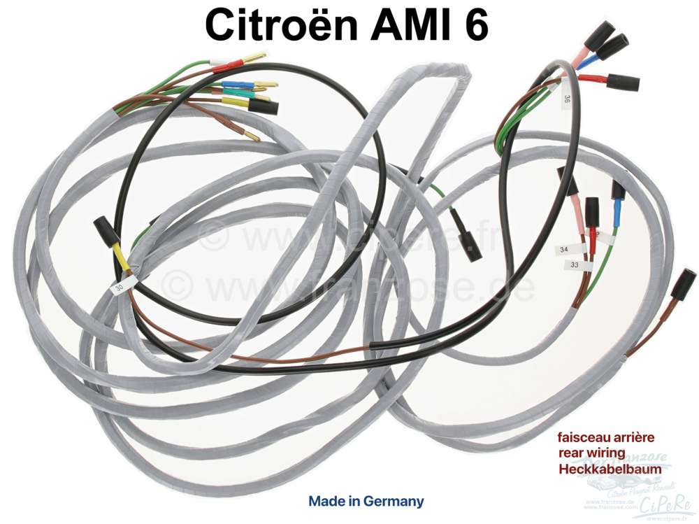 Alle - Rear wiring harness for Citroen Ami6. Made in Germany.