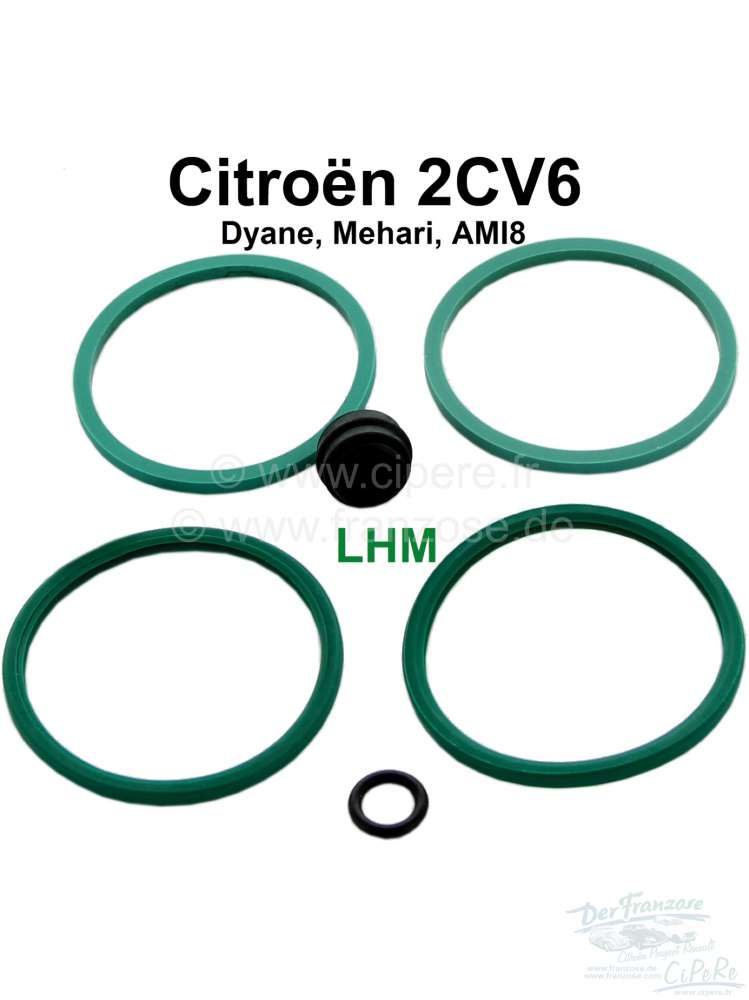 Alle - Brake caliper sealing set. Suitable for Citroen 2CV, LHM system. Consisting of: 2 x seal +