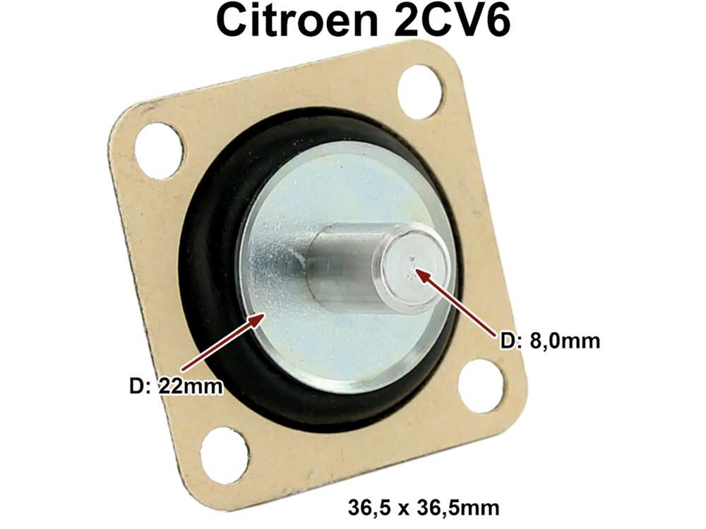 Citroen-2CV - Diaphragm accelerator pump 2CV6. All vehicles with oval carburetor! 22mm plate, 8mm follow