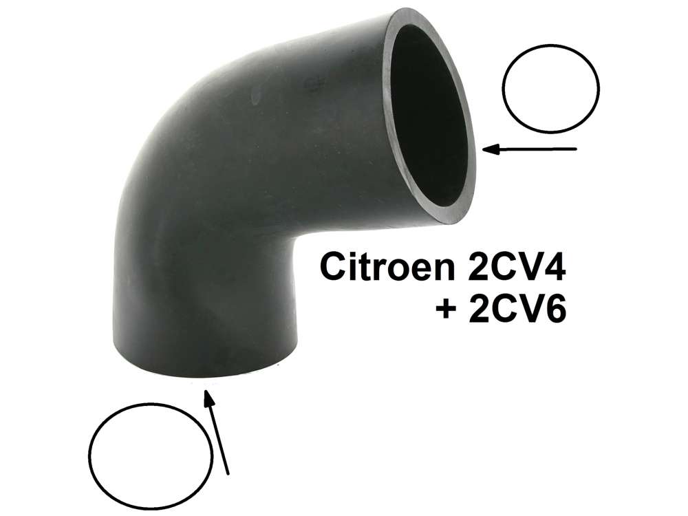 Citroen-2CV - Rubber hose for Citroen 2CV4 + 2CV6, between carburetor + air filter (round carburetor). N