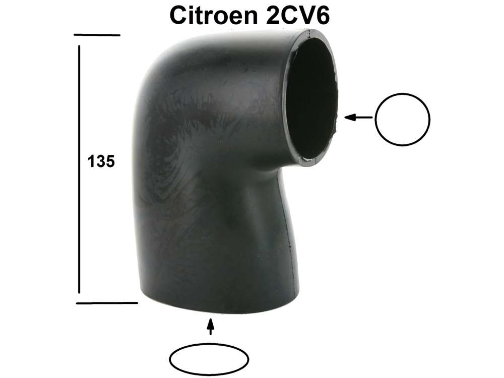 Citroen-2CV - Rubber hose for 2CV6, between carburetor + air filter (oval carburetor). By tears in the r