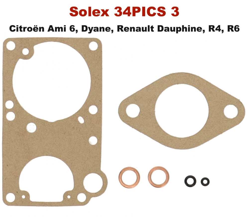 Sonstige-Citroen - Carburetor sealing set for Citroen Ami 6, Dyane. Renault Dauphine, R4, R6. Carburetor Sole