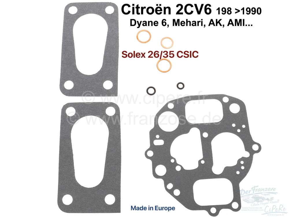 Citroen-2CV - Carburetor sealing set (only seals), inclusive Seal under carburetor, for oval carburetor 