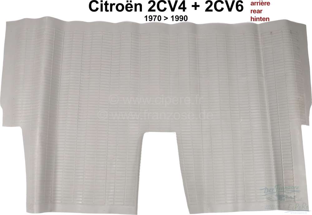 Citroen-2CV - Rear rubber mat (grey), for Citroen 2CV6, installed from 1970 to 1990. For vehicles with f