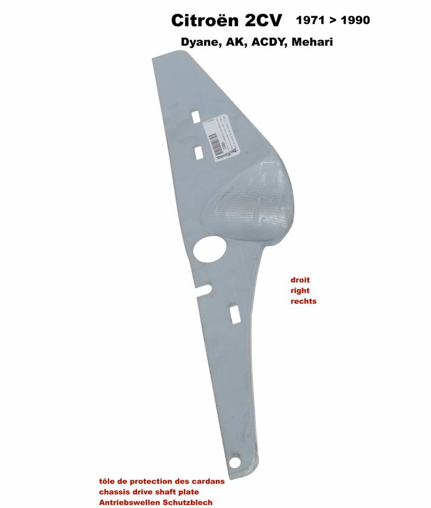 Citroen-2CV - Chassis drive shaft plate right (right wing), as replacement (to weld in) for the original