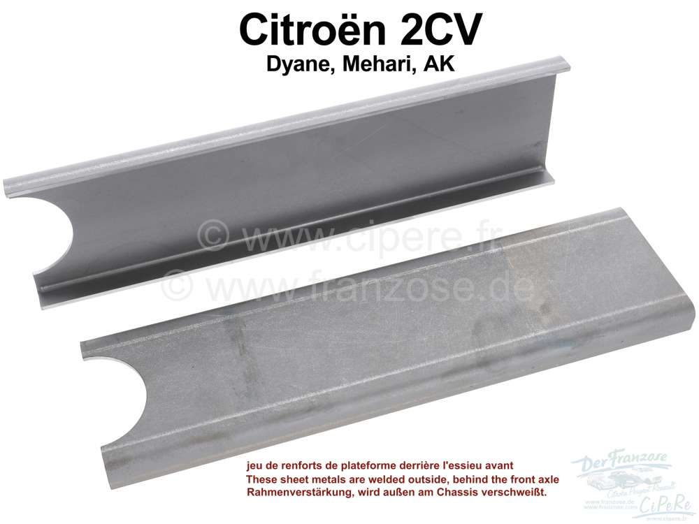 Citroen-2CV - Chassis reinforcement set for the original chassis of Citroen 2CV. These sheet metals are 