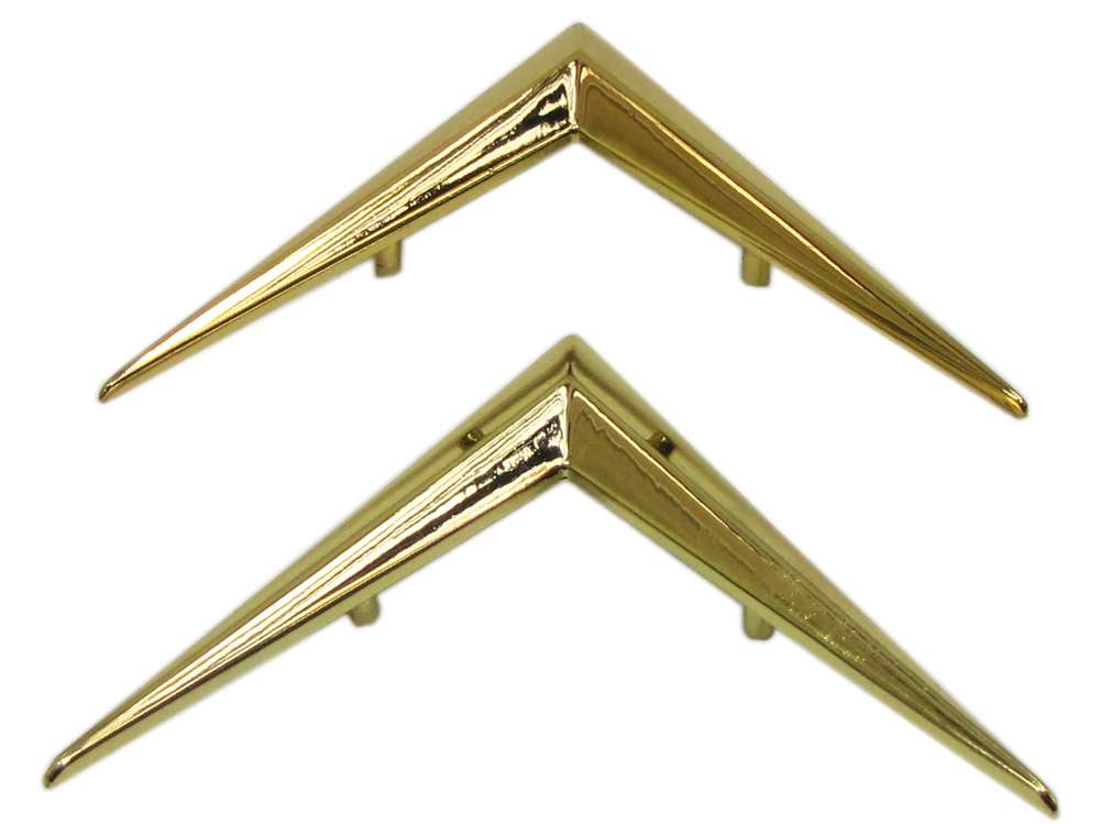 Citroen-DS-11CV-HY - Citroen angle (emblem), gold-colored. Reproduction made of metal. Or. No. D854-4