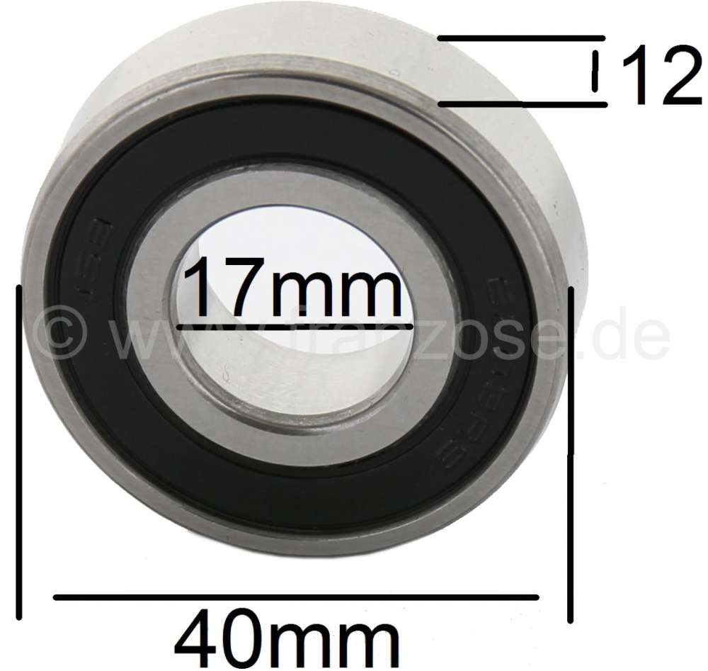 Citroen-2CV - Centrifugal clutch bearing for 2CV6+4, measurement: 17x40x12mm, Inside diameter: 17mm, out
