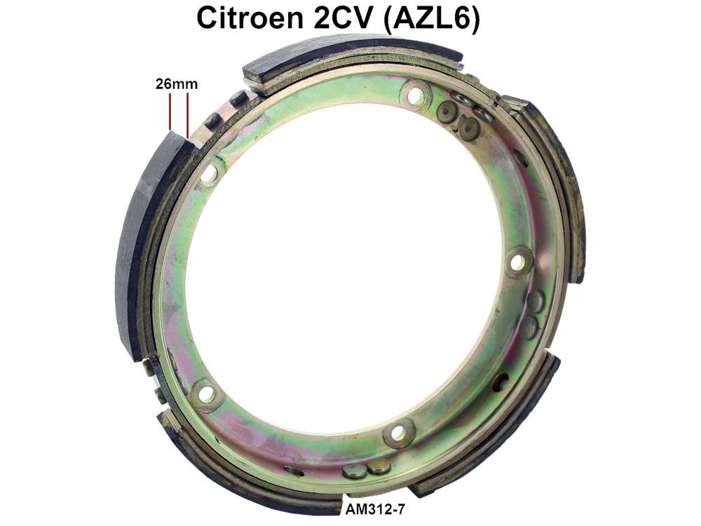 Citroen-2CV - Centrifugal clutch ring with friction linings. Lining-wide 26mm. Suitable for Citroen 2CV6