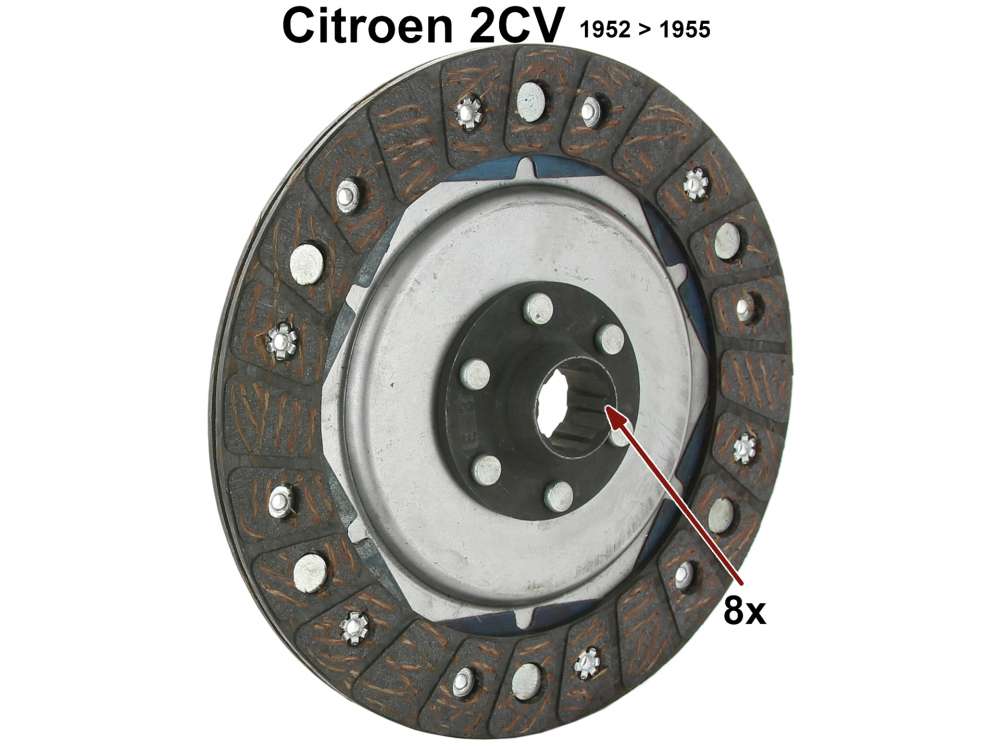 Citroen-2CV - Clutch disk for 2CV, from year of construction 1952 to 1955. 8 teeth.