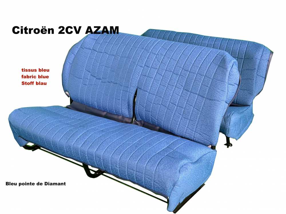 Citroen-2CV - Seat bench cover 2CV AZAM, seat bench front + rear (asymmetrical, the back rests have 2 sq
