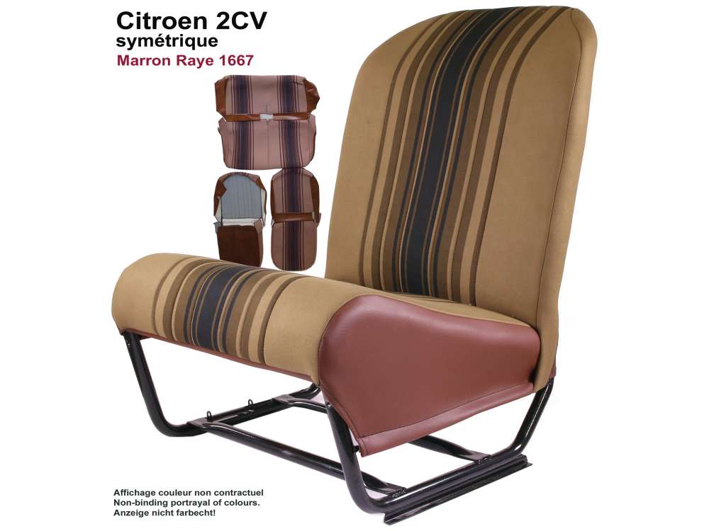 Citroen-2CV - Covering 2CV6 in front + rear. Symetri backrests. Material (Marron Raye 1667) in colors be