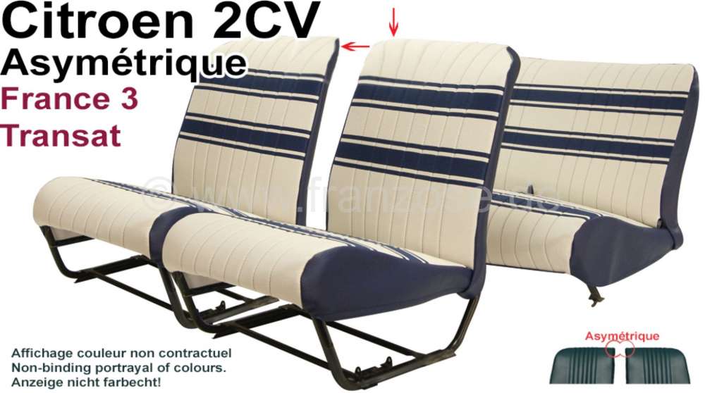 Alle - Covering 2CV (France 3 - Transat)) in front + rear. Asymmetric backrest. Material: white w