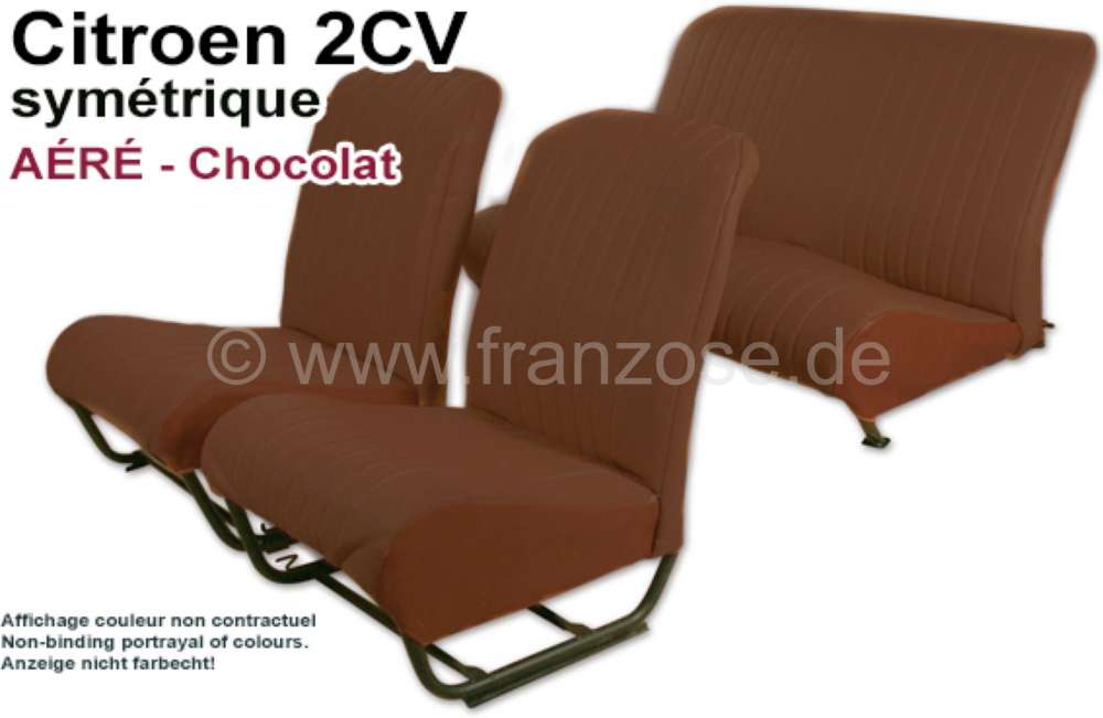 Citroen-2CV - Covering 2CV, in front + rear. Symmetric backrest. Vinyl brown (Chocolat - AÉRÉ), pierce
