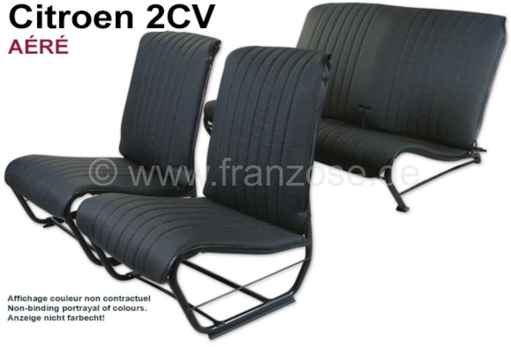 Citroen-2CV - Covering 2CV, in front + rear. Suitable for symmetric + asymmetric backrest. Vinyl black (