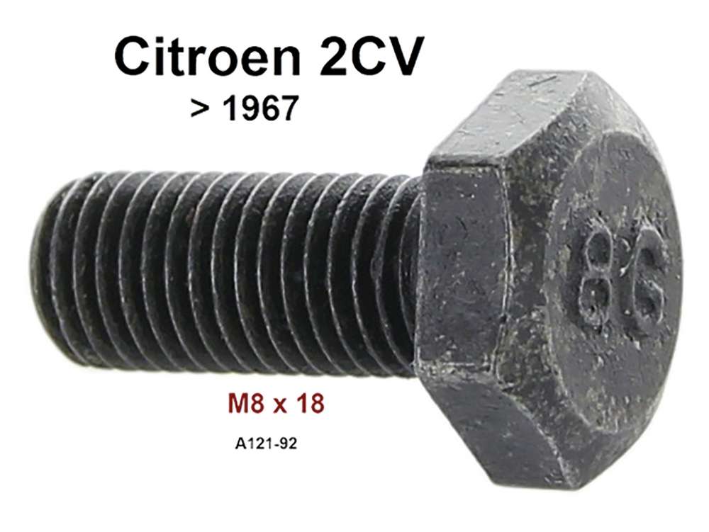 Citroen-2CV - Flywheel screw M8x18, suitable for Citroen 2CV to year of construction 1967. Or.Nr.: A121-