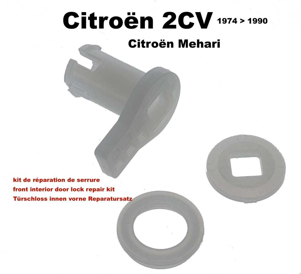 Alle - 2CV, front interior door lock: repair kit consisting of 3 plastic parts. This can be used 