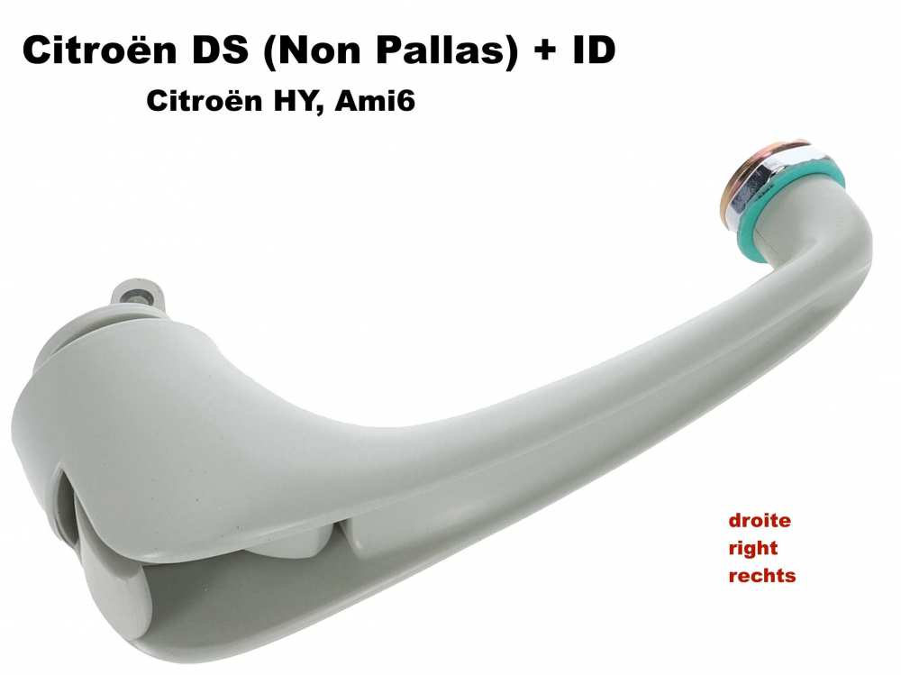 Citroen-2CV - Door handle, inside right. Plastic. Colour: grey. Suitable for Citroen DS (non Pallas), ID
