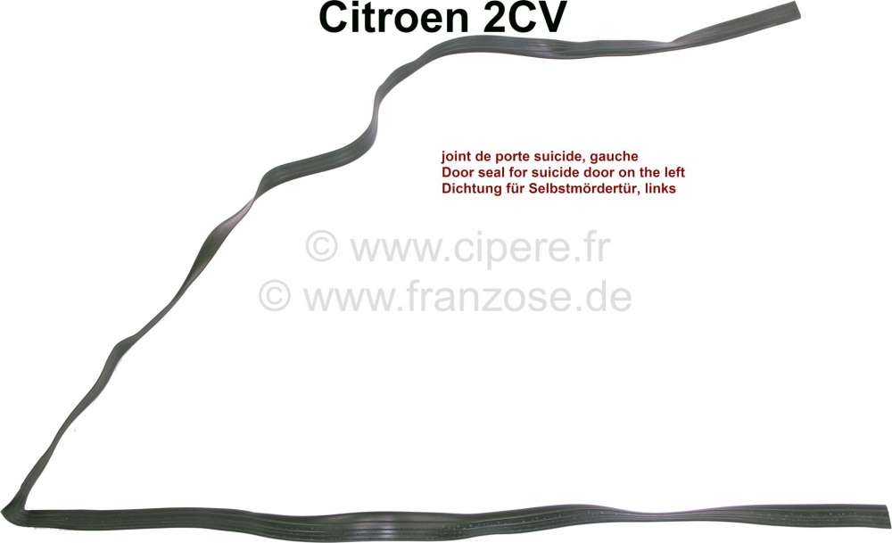 Citroen-2CV - Door seal for suicide door on the left. Reproduction. Suitable for Citroen 2CV to year of 
