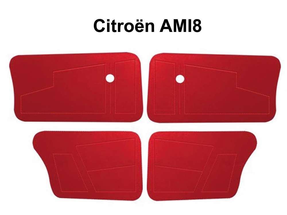 Citroen-2CV - Door panels complete for front + rear (4 pieces). High version. Suitable for Citroen 2CV. 