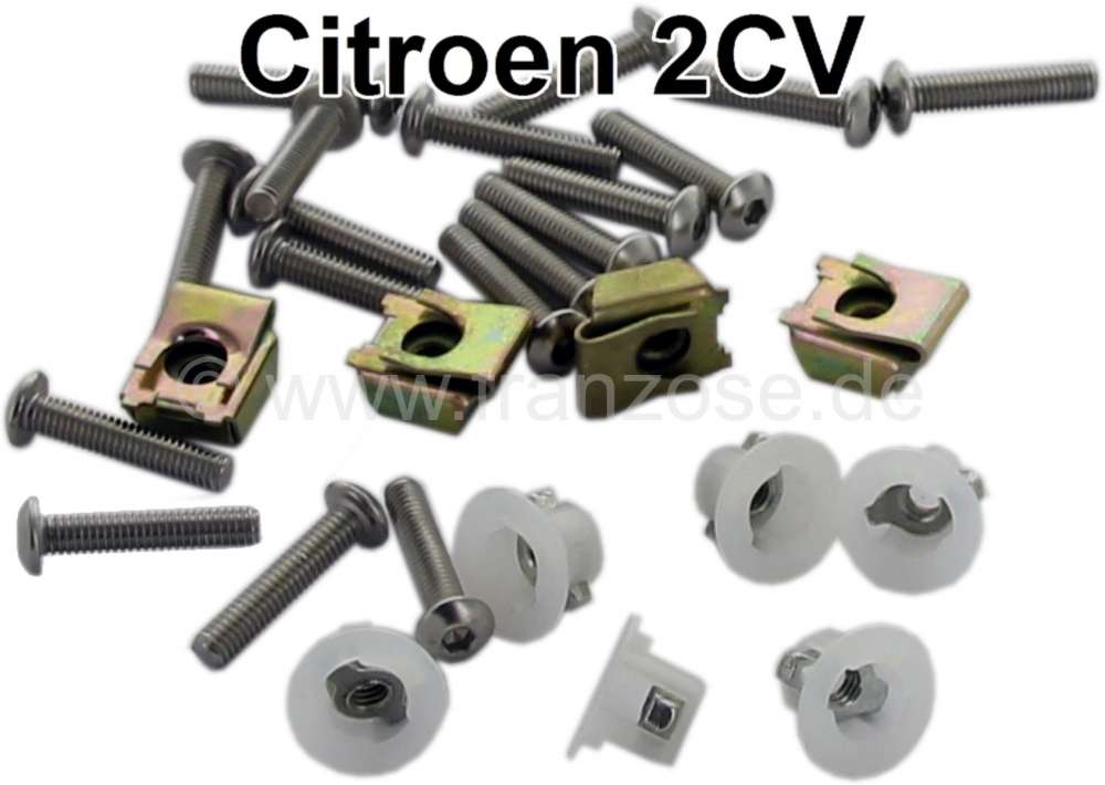 Citroen-2CV - Plastic lining doors above, mounting kit (for all 4 upper linings). Suitable for Citroen 2