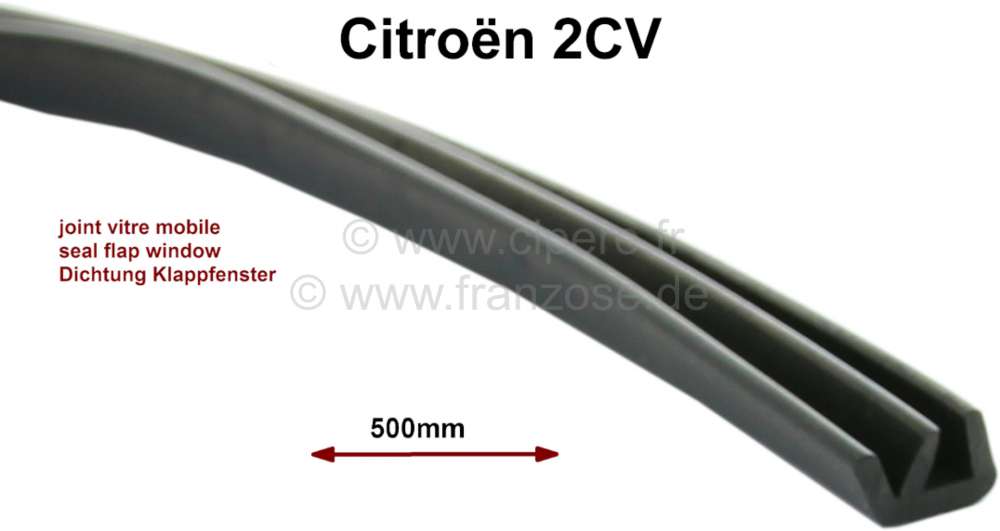 Citroen-DS-11CV-HY - 2CV, Door window in front, rubber seal between the flap window and the rigid pane. The rub