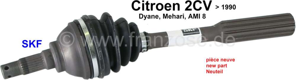 Citroen-2CV - Drive shaft 2CV6 wheel side. Suitable for Citroen 2CV6 to year of construction 1990. New p