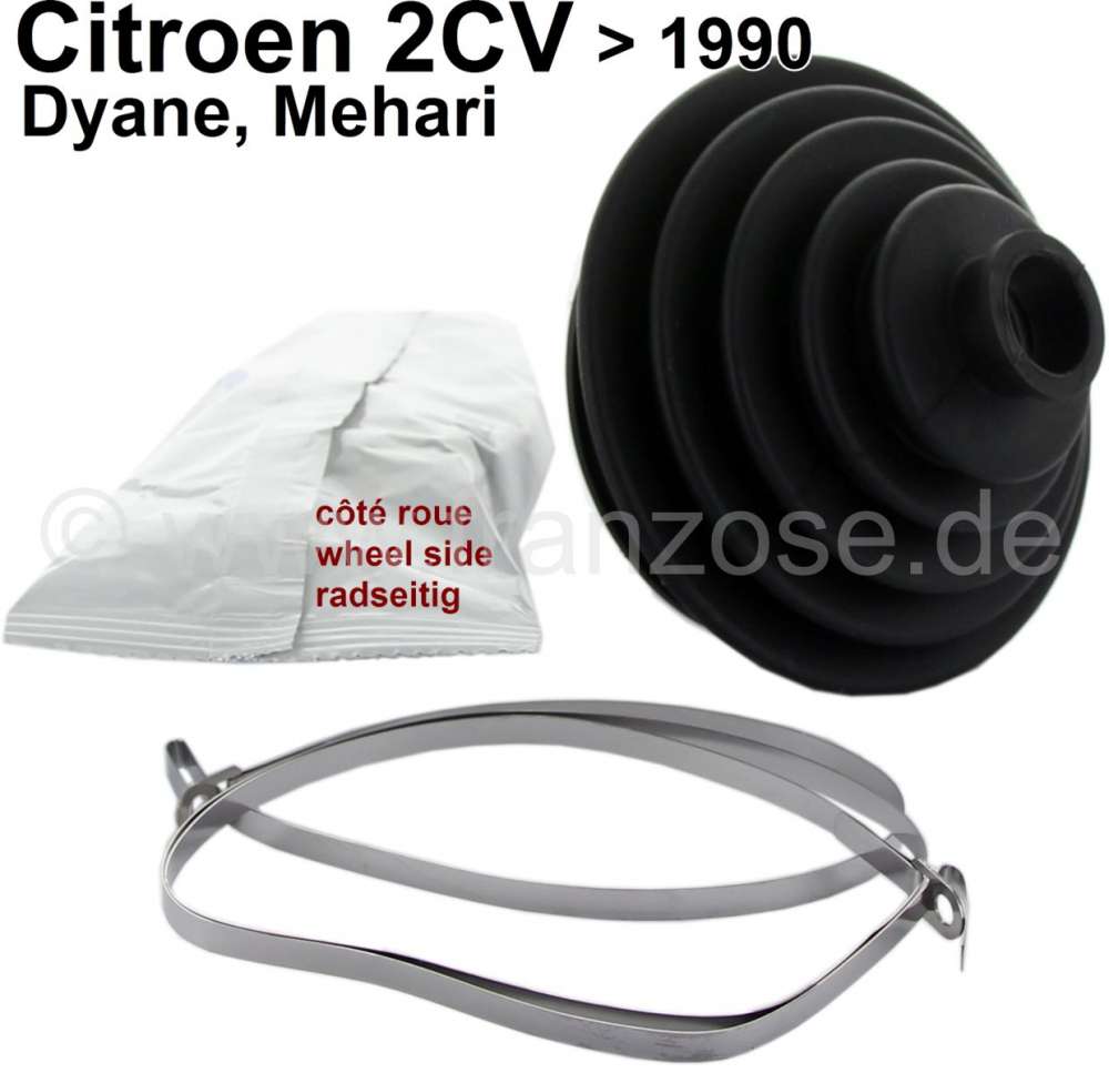 Citroen-2CV - Collar drive shaft with built-in set (clips + lubricating grease), wheel side. Suitable fo