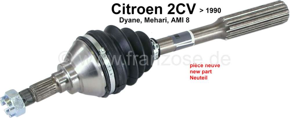 Citroen-2CV - Drive shaft wheel side! Suitable for Citroen 2CV6 to year of construction 1990. New part! 