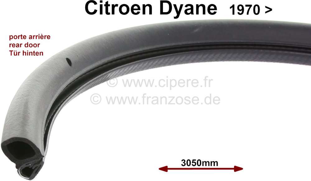 Citroen-2CV - Dyane, door seal rear (on the left of or on the right suitable). For Dyane starting from y