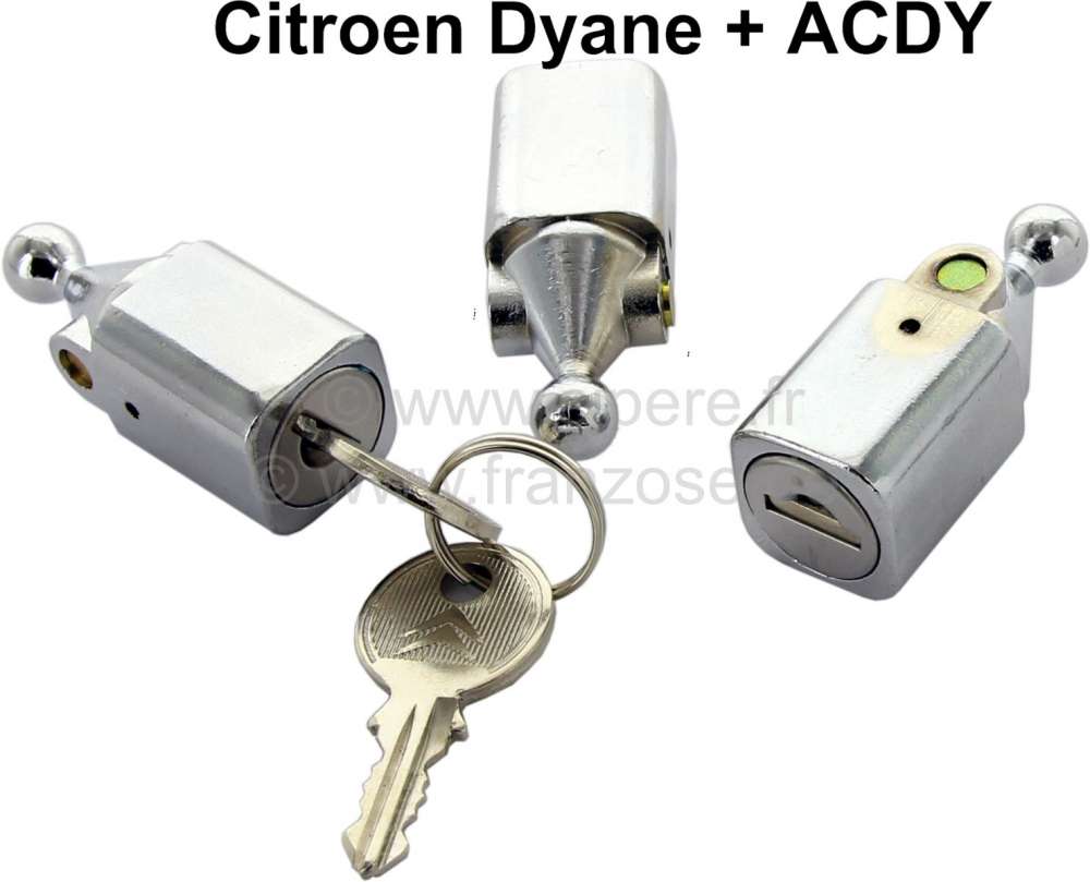 Citroen-2CV - Dyane, lockcylinder set (3 fittings), for the doors. Suitable for Citroen Dyane. If you li