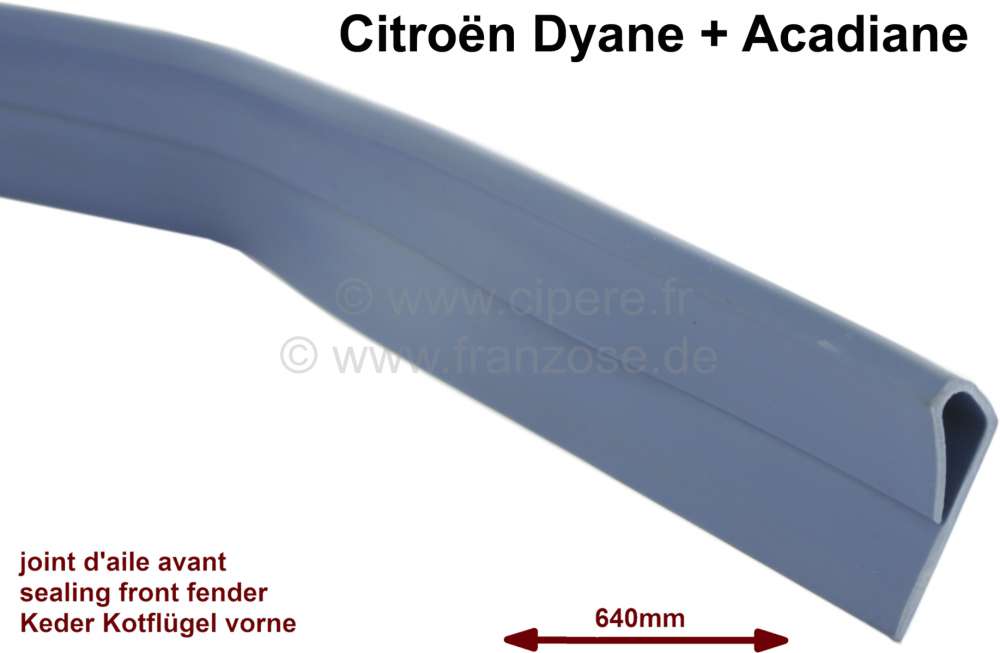 Citroen-2CV - Dyane, sealing trim for the front fender. Per piece. Color: Blue!