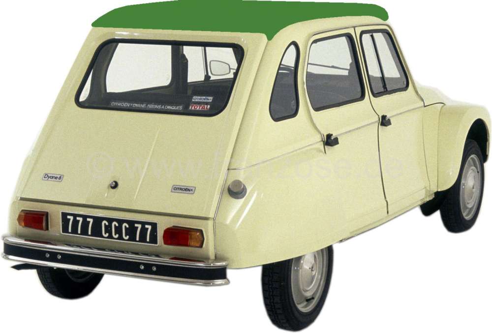 Citroen-2CV - Dyane, soft top hood in grass green (Vert Tuilerie). Made in France