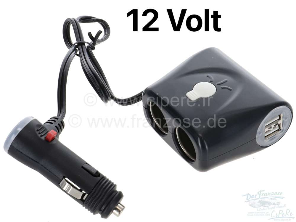 Double plug socket for cigarette lighters. Additionally 2x USB for