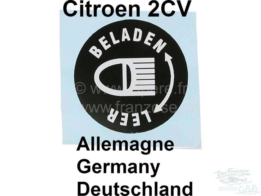 Citroen-2CV - Label for the headlight vertical adjustment (only for Germany). Suitable for Citroen 2CV6.