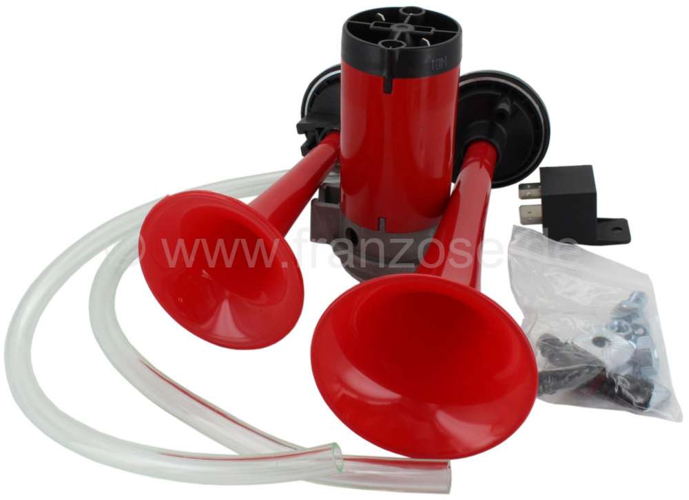 Peugeot - Horn (12 V), completely with air compressor + 2 x compressed air horn, relay and air hoses