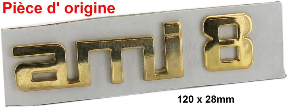 Citroen-2CV - Emblem (signature) AMI(. Gold-colorend. Reproduction made from metal.