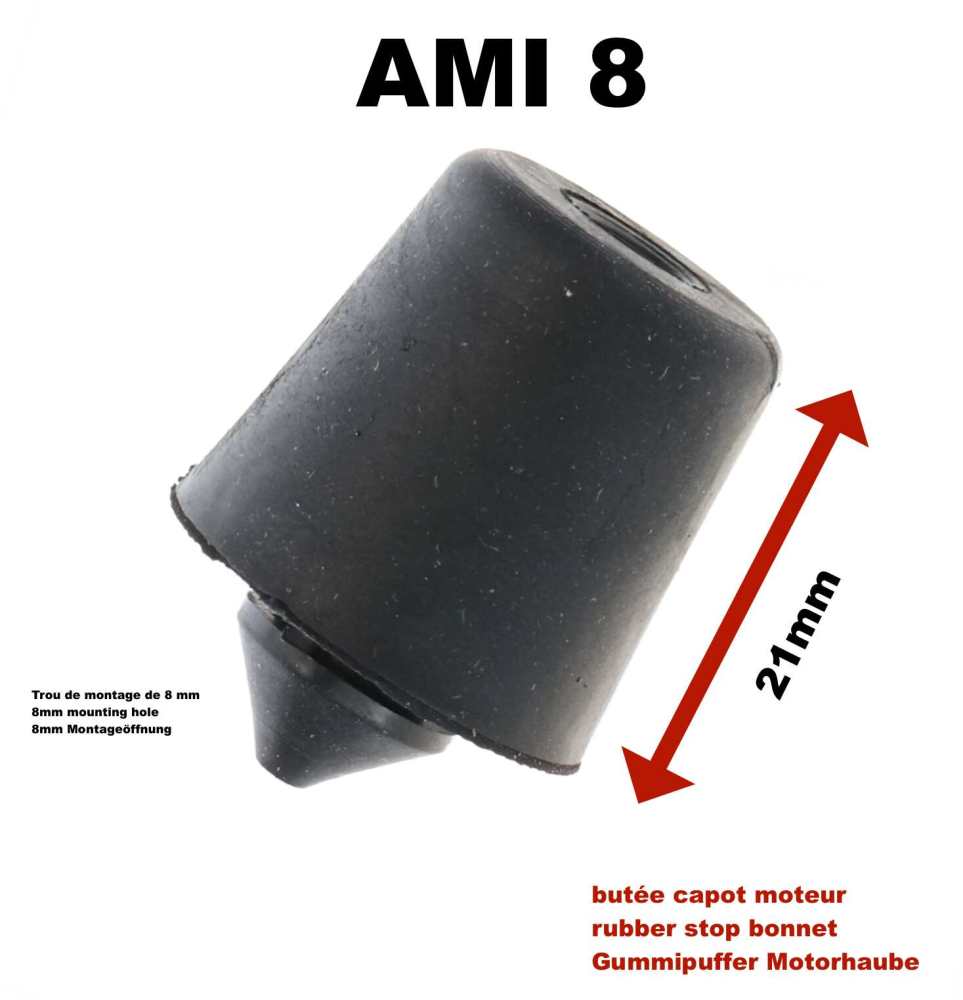 Citroen-2CV - AMI8, rubber stop for the bonnet (against vibrations). Suitable for Citroen AMI8.