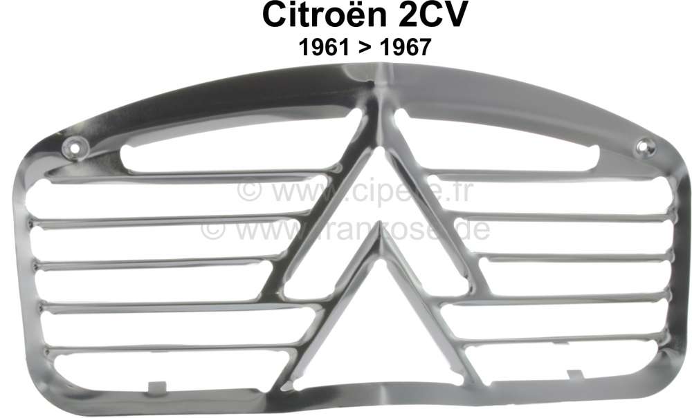 Citroen-2CV - 2CV, radiator grill aluminum embossed ,with Chevron, 2CV 1961-67. Bad reproduction!