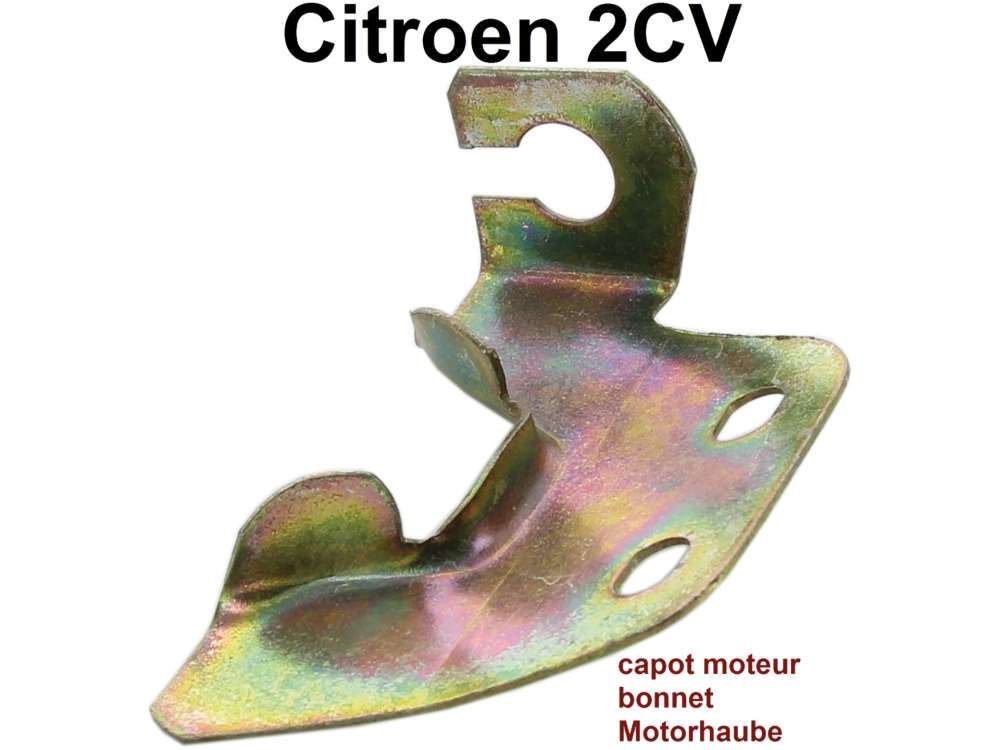 Citroen-2CV - Bonnet, retaining plate for the hood latching (first version). (the retaining plate is fro