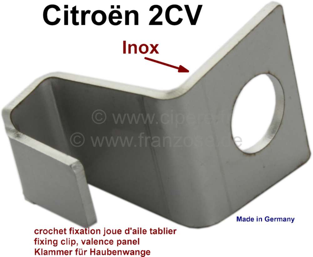 Citroen-DS-11CV-HY - 2CV, Valence panel, fixing clip from high-grade steel, for the securement of the Valence p