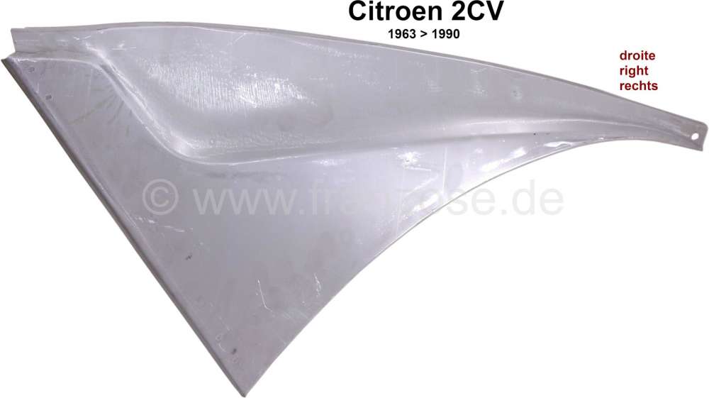 Renault - Valence panel on the right for Citroen 2CV. (attached sheet metal between fenders and bonn