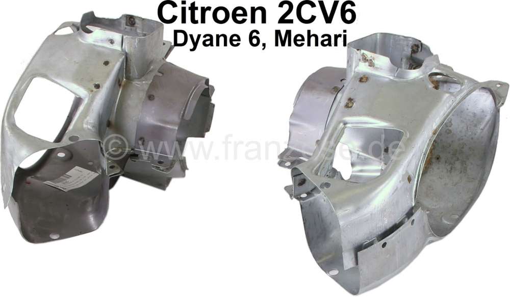 Citroen-2CV - Engine cowling set (4 pieces), for Citroen 2CV6. Reproduction out of sheet metal! (Air cir