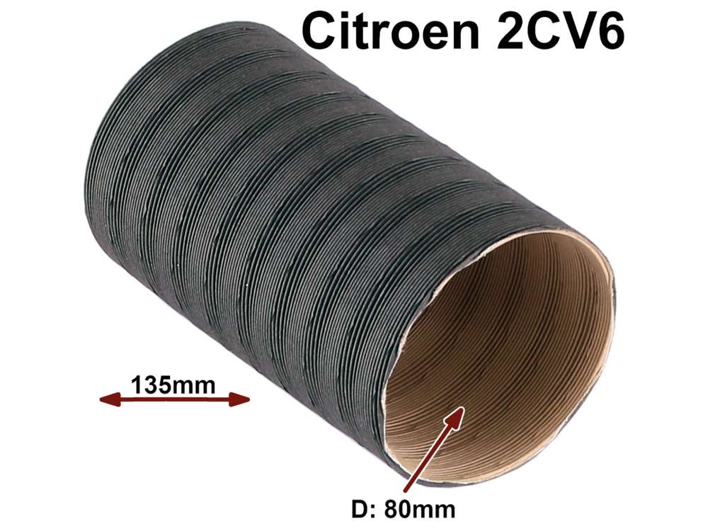 Citroen-2CV - Exhaust air hose Citroen 2CV6, from exhaust heating (heat exchanger) into the fender. 80mm