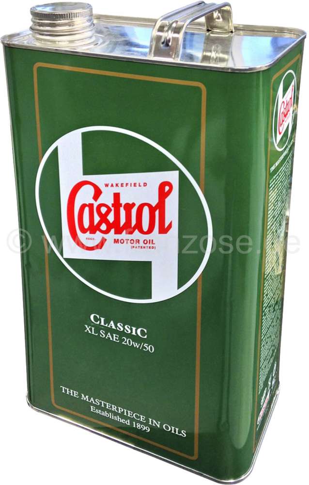 Citroen-DS-11CV-HY - Engine oil Castrol Classic 20W50, filled up in a beautiful sheet metal can. Special oil fo
