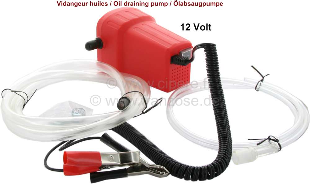 Citroen-2CV - Oil draining pump 12 Volt. Ideal for emptying the hydraulic tank. For example Citroen DS, 