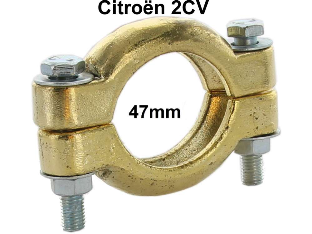 Citroen-2CV - 2CV6, exhaust clip 47mm. The clip is extremely stable and from cast iron.  The clip seizes