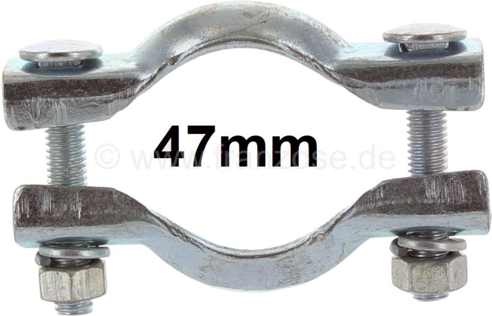 Renault - 2CV6, exhaust clip 47mm, for the securement front muffler down to the elbow pipe (S-pipe).