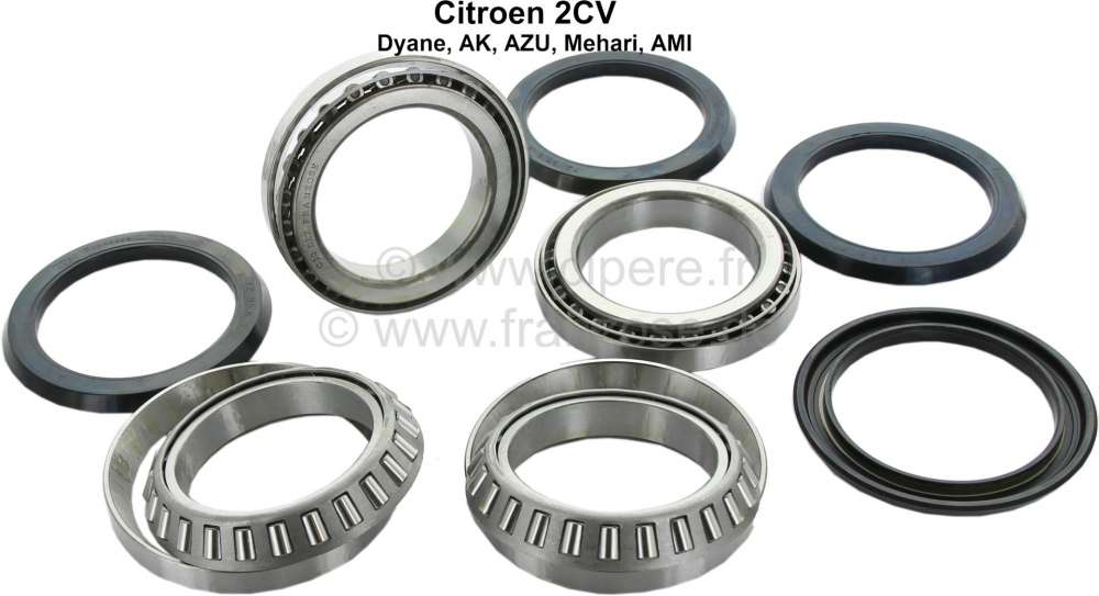 Citroen-2CV - Radius arm bearing set, suitable for Citroen 2CV, Dyane, Ami. Consisting of: 4x radius arm